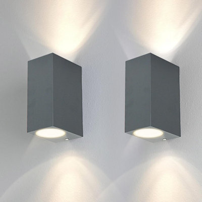 Kerry 2 Pack Outdoor Wall Lights, Outside Light Mains Powered, Up Down External Lighting, Ip 44 Waterproof Anthracite Modern