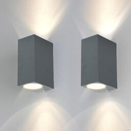 Kerry 2 Pack Outdoor Wall Lights, Outside Light Mains Powered, Up Down External Lighting, Ip 44 Waterproof Anthracite Modern