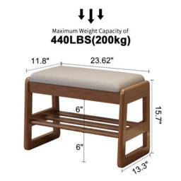 Yqjjgl Stylish Solid Wood Shoe Storage Bench With Flip-Top Seat And Hidden Storage In Walnut 60Cm Shoe Rack - thumbnail 6