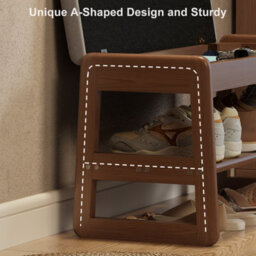 Yqjjgl Stylish Solid Wood Shoe Storage Bench With Flip-Top Seat And Hidden Storage In Walnut 60Cm Shoe Rack - thumbnail 8