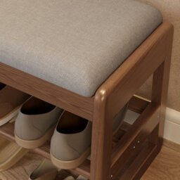 Yqjjgl Stylish Solid Wood Shoe Storage Bench With Flip-Top Seat And Hidden Storage In Walnut 60Cm Shoe Rack - thumbnail 4