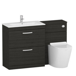 Royal Bathrooms Turin 1300mm Hale Black 2-Drawer Minimalist Basin With Cesar Back To Wall Toilet Furniture Pack - thumbnail 4