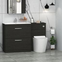 Royal Bathrooms Turin 1300mm Hale Black 2-Drawer Minimalist Basin With Cesar Back To Wall Toilet Furniture Pack - thumbnail 1