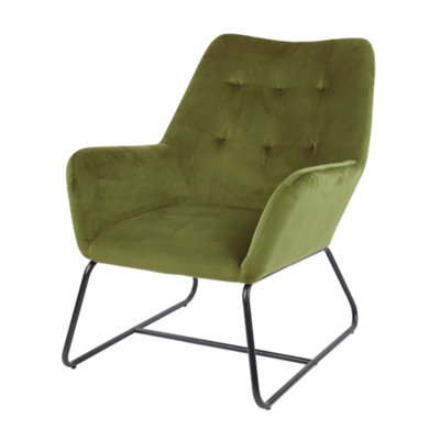 Turio Green Velvet Effect Relaxer Chair (H)800mm (W)650mm (D)815mm - image 1
