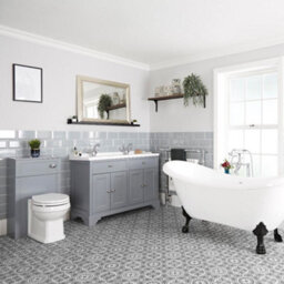 Homestylestore Light Grey Bathroom Suite Double Ended Slipper Bath, 1210mm Vanity Unit And Back To Wall Toilet - thumbnail 1