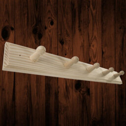 Woodeedoo 5 Peg Wooden Coat Hook Rack Mounted On Door Wall Natural Pine Unpainted Storage Hanger Rail 46 X 6 X 5.5 Cm
