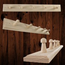 Woodeedoo 5 Peg Wooden Coat Hook Rack Mounted On Door Wall Natural Pine Unpainted Storage Hanger Rail 46 X 6 X 5.5 Cm - thumbnail 2