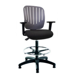 Flexi Grey Draughtsman Chair With Black Upholstered Seat