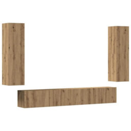 Berkfield Modern Wall Mounted Tv Cabinets 4 Pcs Artisan Oak Engineered Wood - thumbnail 1