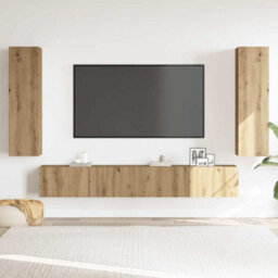 Berkfield Modern Wall Mounted Tv Cabinets 4 Pcs Artisan Oak Engineered Wood - thumbnail 3