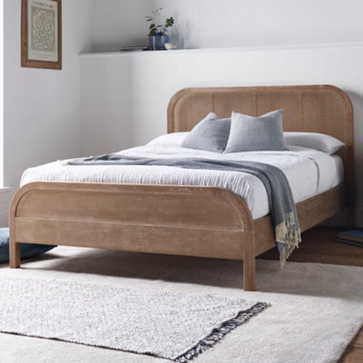 Annecy Rattan Oak Wooden King Size 5Ft Bed Frame Only - image 1