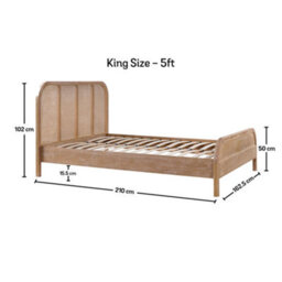 Annecy Rattan Oak Wooden King Size 5Ft Bed Frame Only - thumbnail 4