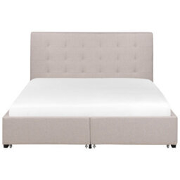 Beliani Bed With Storage Drawers Fabric La Rochelle 160 X 200 Cm (Eu King Size) Light Grey - thumbnail 6