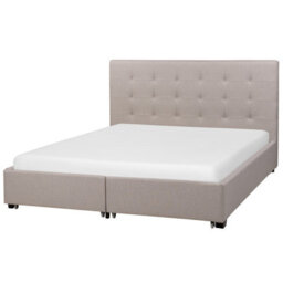 Beliani Bed With Storage Drawers Fabric La Rochelle 160 X 200 Cm (Eu King Size) Light Grey - thumbnail 4