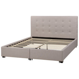Beliani Bed With Storage Drawers Fabric La Rochelle 160 X 200 Cm (Eu King Size) Light Grey - thumbnail 8