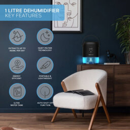 Monhouse Premium Dehumidifer - 1000Ml Electric Moisture Absorber - 7 Color Nightlight Touch Screen Humidity Indicator - Black - thumbnail 2