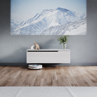 Elegant Floating Tv Unit Cabinet With Led Lights, White Wall-Mounted Tv Stand Shelf, 1000X300X350mm - image 1