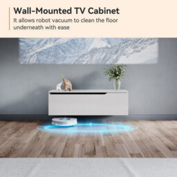 Elegant Floating Tv Unit Cabinet With Led Lights, White Wall-Mounted Tv Stand Shelf, 1000X300X350mm - thumbnail 8