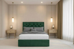 "Nexus Tuscany Emerald Plush Divan Bed Base No Drawers With 26"" Strutted Headboard 4' Small Double" - thumbnail 2