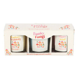 Set Of 3 Funky Fungi Mushroom Votive Candles - Fresh Scents - thumbnail 2