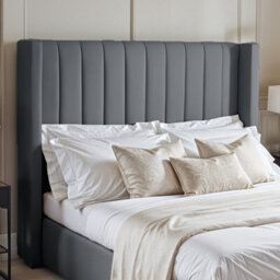 UKBEDFURNITURE Barcelona Wingback Steel Plush Valvet Upholstered Bed Frame Only - 48 Inch Headboard - thumbnail 2