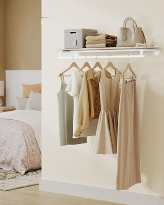 LEDREM Clothing Rack Wall Mounted, Clothes Rack, Wall Shelf With Hanging Rod, Hallway, Bedroom, Wardrobe, Natural Beige And Cloud White - image 1