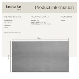 Tectake Rug Zonelle Short Pile And Ultra-Soft Carpet In Rectangular Or Round Design 60 X 110 Cm - Grey - thumbnail 6