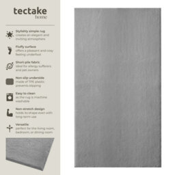 Tectake Rug Zonelle Short Pile And Ultra-Soft Carpet In Rectangular Or Round Design 60 X 110 Cm - Grey - thumbnail 2
