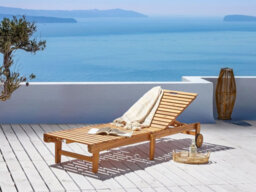 Beliani Pietralunga Foldable Acacia Wood Sun Lounger With 4-Position Backrest, Brown - thumbnail 2