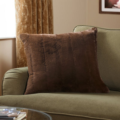 Paoletti Empress Faux Fur Polyester Filled Cushion, Brown, 55 X 55Cm - image 1