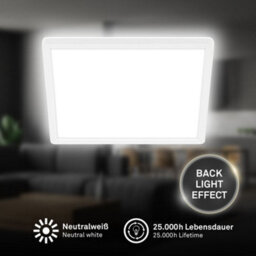 Briloner Slim Panel Led Ceiling Light Neutral White Backlight Hallway Living Room 29Cm, 18W, 2400Lm - thumbnail 2