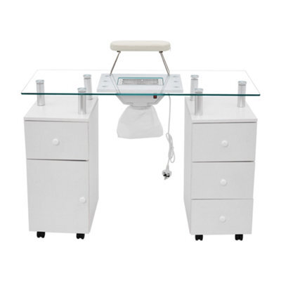 Darphe White Professional Manicure Table With Dust Collector And Storage Drawers, 108Cm W X 45Cm D X 77Cm H - image 1