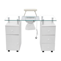 Darphe White Professional Manicure Table With Dust Collector And Storage Drawers, 108Cm W X 45Cm D X 77Cm H - thumbnail 2
