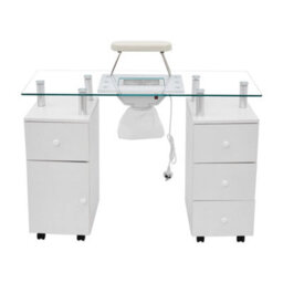 Darphe White Professional Manicure Table With Dust Collector And Storage Drawers, 108Cm W X 45Cm D X 77Cm H - thumbnail 1