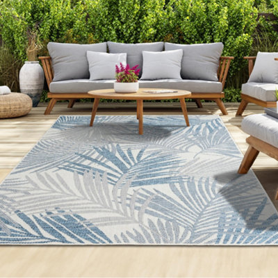 Homeart Outdoor Indoor Rug, Easy Clean, Uv Weather Resistant Rug For Patio, Gardenpalm Blue, Grey,120X170Cm - image 1