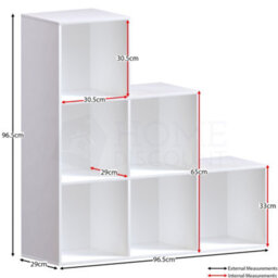 Lassic Vida Designs Durham White 6 Cube Staircase Storage Freestanding Bookcase Organiser Unit - thumbnail 2