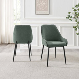 Furniturebox Uk Leonardo Oak Effect Dining Table & 4 Beaumont Green Fabric Chairs - thumbnail 8