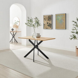 Furniturebox Uk Leonardo Oak Effect Dining Table & 4 Beaumont Green Fabric Chairs - thumbnail 2