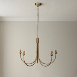 Luminosa Lighting Luminosa Santiago Brushed Aged Brass Plate Pendant Light With Peachy Keen Fabric Leaf Shade 16Cm 5X B22 - thumbnail 5