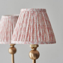 Luminosa Lighting Luminosa Santiago Brushed Aged Brass Plate Pendant Light With Peachy Keen Fabric Leaf Shade 16Cm 5X B22 - thumbnail 4
