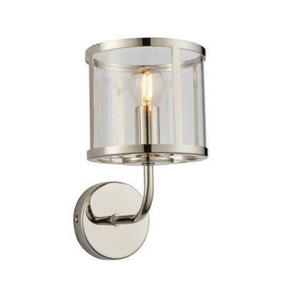 Luminosa Lighting Luminosa Hopton Glass Shade Wall Lamp Bright Nickel - image 1