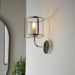 Luminosa Lighting Luminosa Hopton Glass Shade Wall Lamp Bright Nickel - thumbnail 3