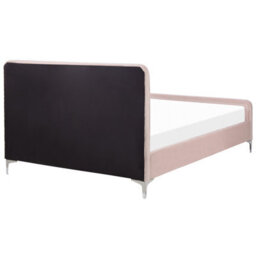 Beliani Bed Velvet Lunan 140 X 200 Cm (Eu Double) Pastel Pink - thumbnail 6