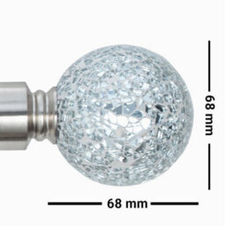 A.unique Home Crackle Ball Metal Extendable Curtain Pole With Rings And Fittings (25/28mm) - Brushed Steel, 180Cm - 340Cm  Approx - thumbnail 2