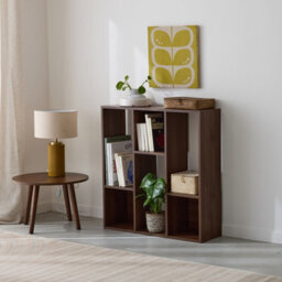 Sweeek. 3-Shelf Bookcase With 6 Compartments Pieter Walnut 83X23X80 Cm - thumbnail 2