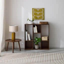 Sweeek. 3-Shelf Bookcase With 6 Compartments Pieter Walnut 83X23X80 Cm - thumbnail 1
