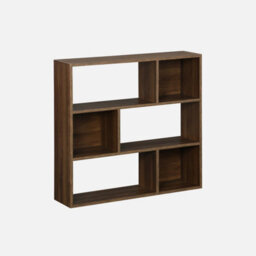 Sweeek. 3-Shelf Bookcase With 6 Compartments Pieter Walnut 83X23X80 Cm - thumbnail 3