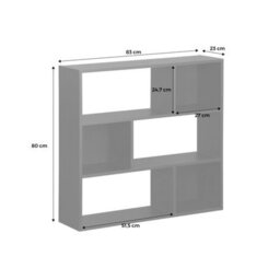 Sweeek. 3-Shelf Bookcase With 6 Compartments Pieter Walnut 83X23X80 Cm - thumbnail 5