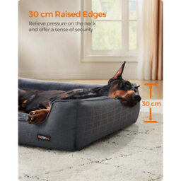 Large Dog Sofa Bed, Linen-Look Pet Lounger With Removable Cover And Anti-Slip Base For Big Dogs, Dark Grey - thumbnail 3