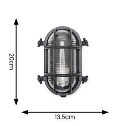 Valuelights Bow Black Nautical Oval Bulkhead Ip64 Filament Led Outdoor Wall Light - thumbnail 5